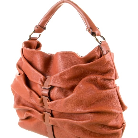 Salvatore Ferragamo Salmon Leather Ruched Hobo Bag [GG-21B247] - Picture 3 of 16